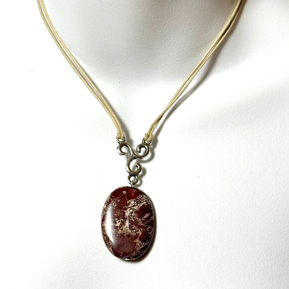 2/$20, Natural Earthy Brecciated Jasper Necklace, Genuine Gemstone Cord Necklace - Picture 3 of 12